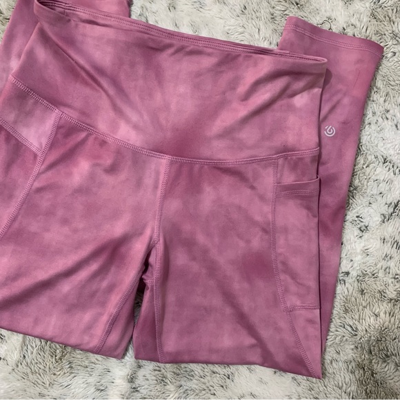 NWOT Women’s Champion Fuchsia Pink Tye-Dye High Waist Cropped Athletic Leggings - Picture 2 of 6